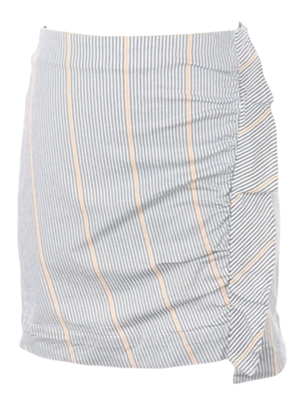 new 3x1 ᯾ Jane Ruffle Stretch Denim Mini Skirt ᯾ Blue Ticking Stripe ᯾ XS ᯾ Chic - Picture 4 of 16
